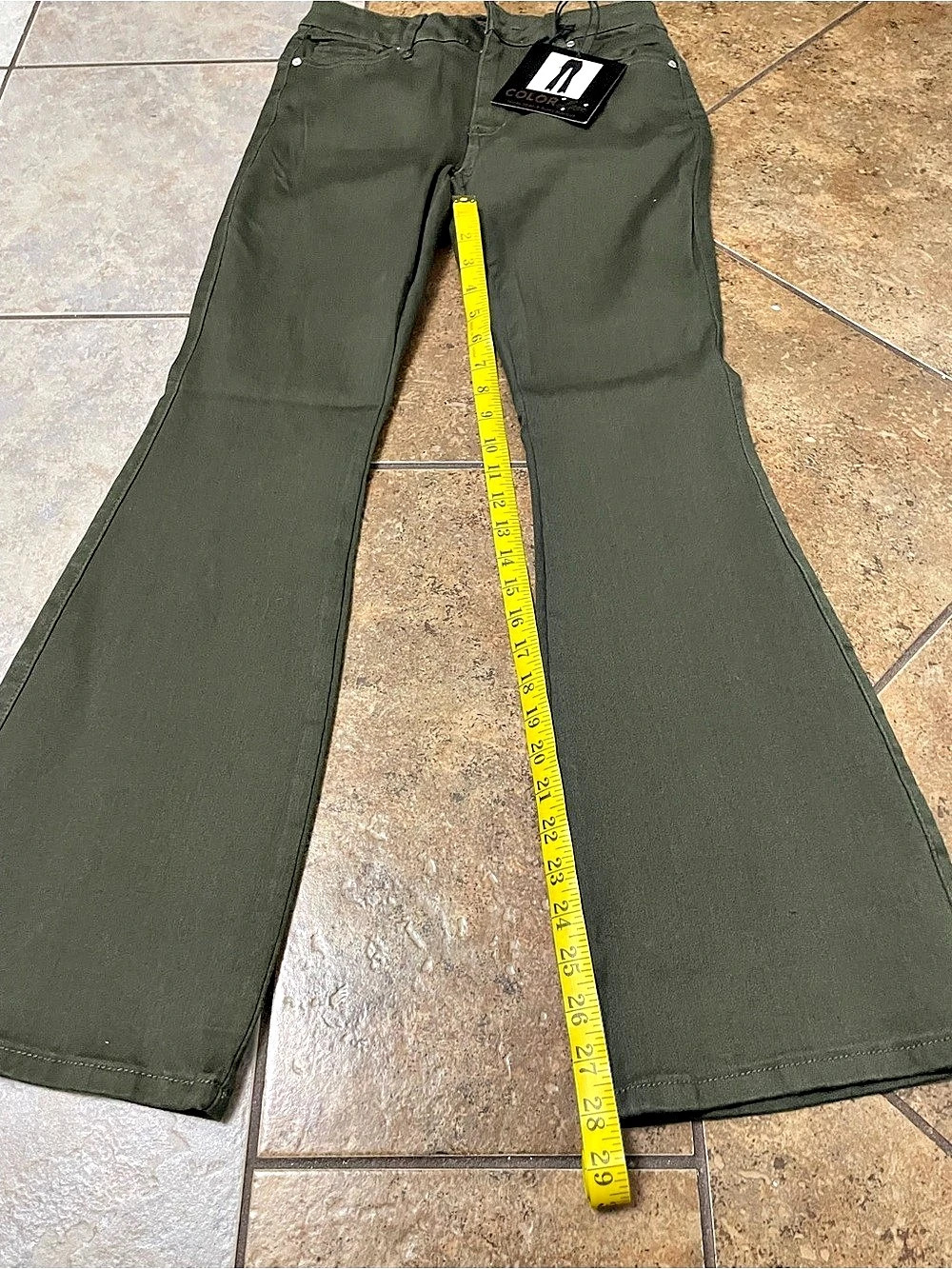 Color Luxe Boot/Flare Olive Flare Pants Size 28